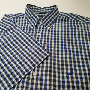 Nautica 80s Two-Ply Cotton Plaid Shirt Size XL